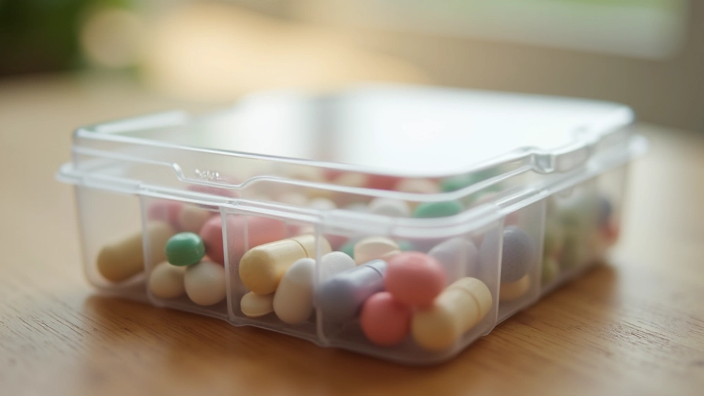 Organized weekly pill organizer with multiple medications sorted by day and time