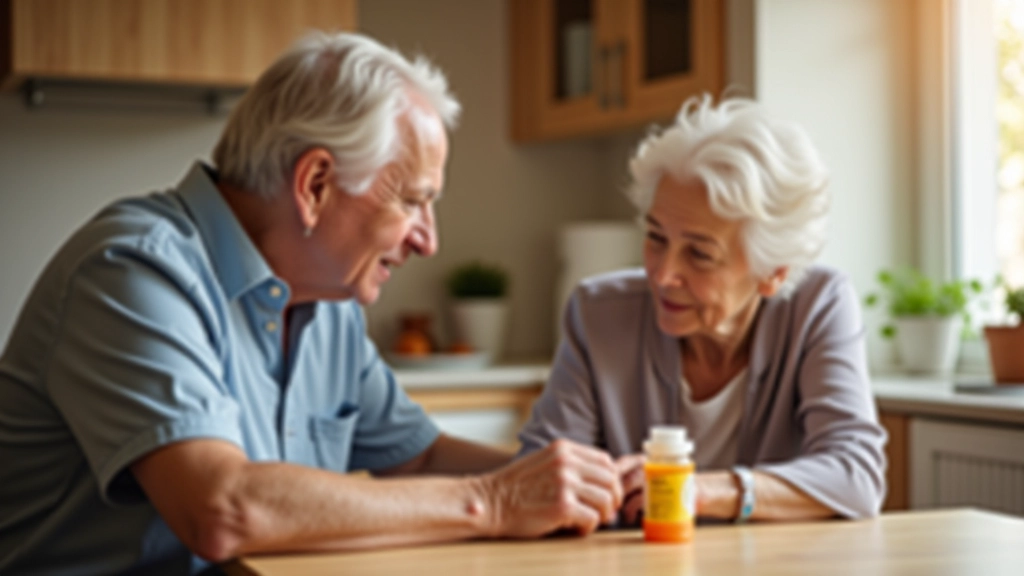 Woman organizing medications and health records in home setting
